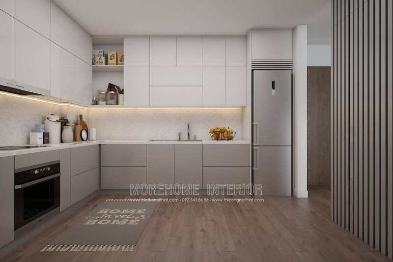 Thiết kế nội thất bếp chung cư khoa học tiện nghi Thiết kế chung cư
