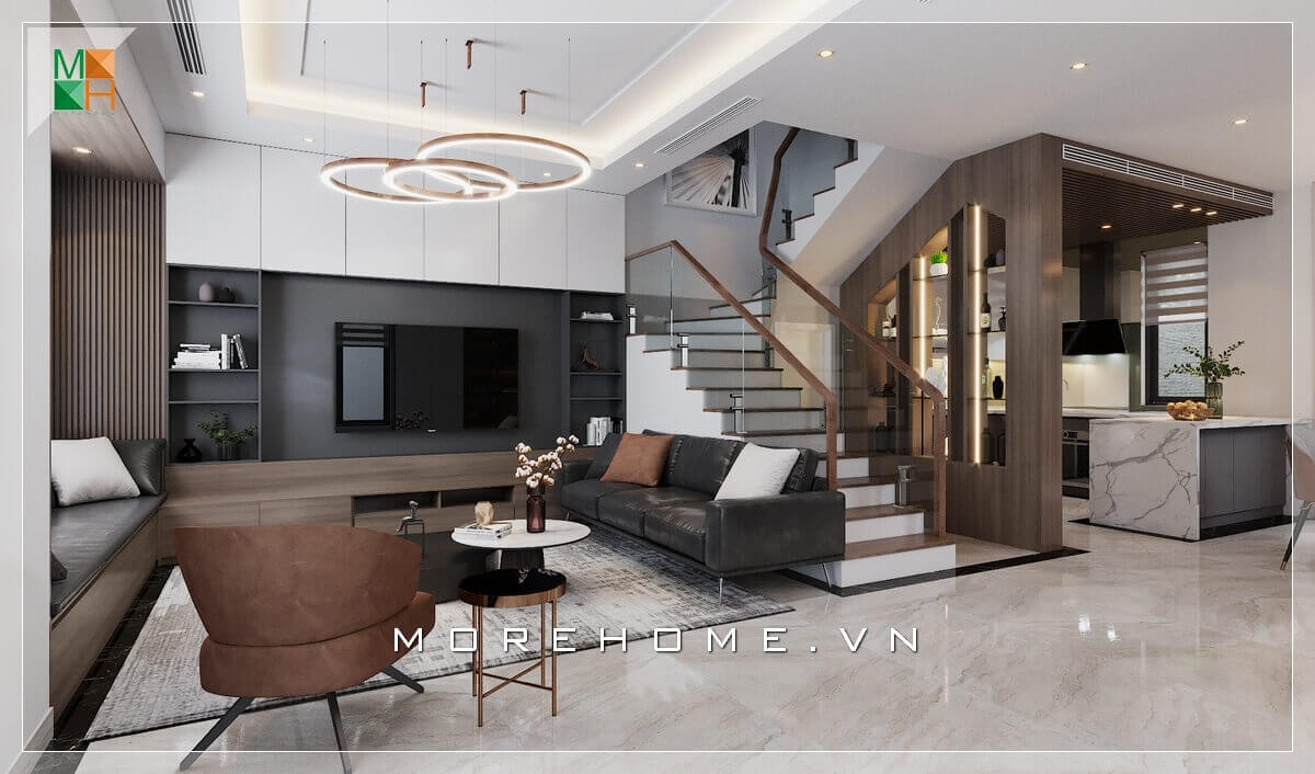 Trang trí nội thất phòng khách liền bếp đẹp cho biệt thự, nhà phố, căn hộ cao cấp. Thiết kế chung cư