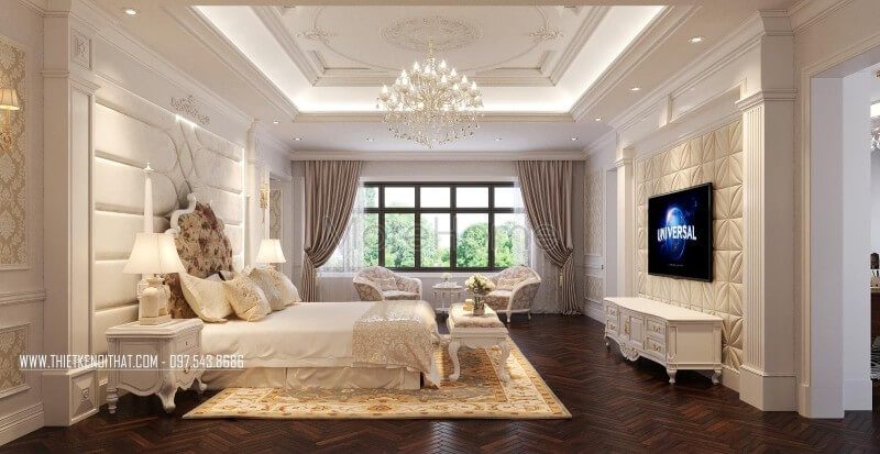 Trang trí nội thất phòng ngủ biệt thự, chung cư cao cấp phong cách tân cổ điển