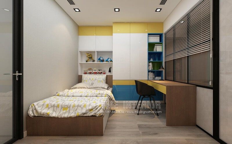 Mẫu giường ngủ 1 người với lối thiết kế đơn giản nhưng vẫn đẹp mắt và tăng tính thẩm mĩ cho không gian phòng ngủ.