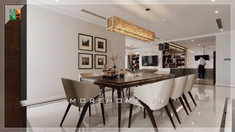 Khi đèn treo đẹp và độc đáo được đặt trong căn phòng ăn, nó làm cho căn phòng trở nên sang trọng hơn bao giờ hết.